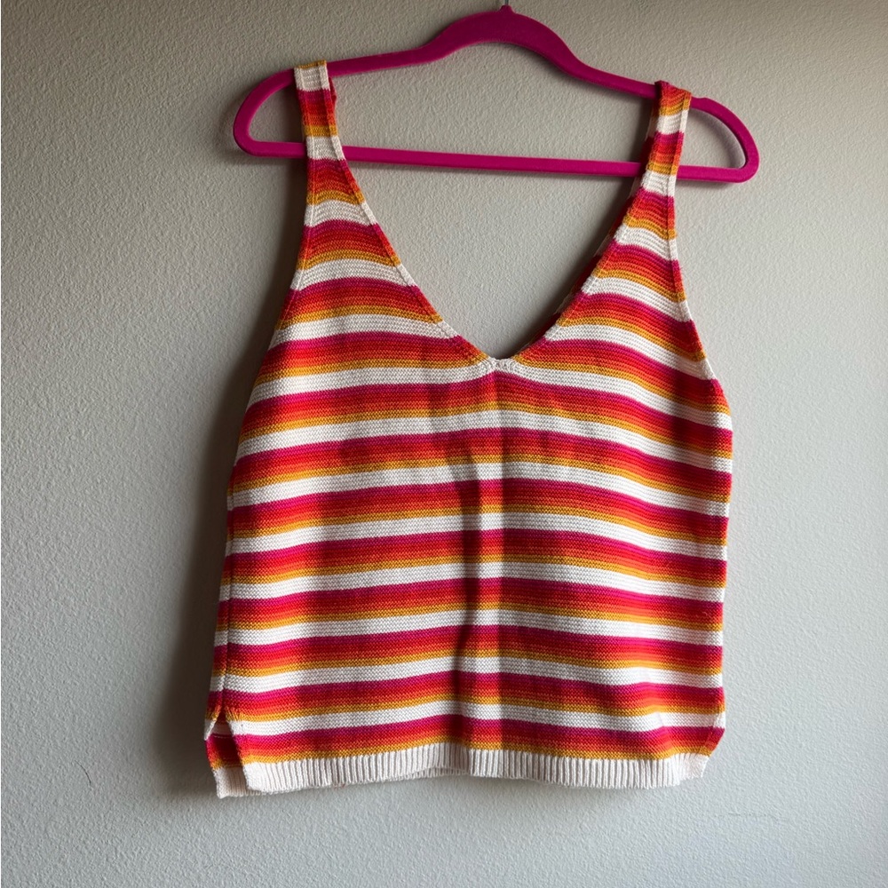 Marine Layer Finley Sweater Tank Red Orange Pink Boho Beachy size medium